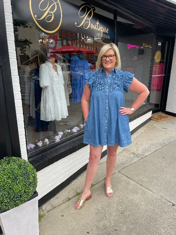 Denim Button Dress Denim Skirt Chic