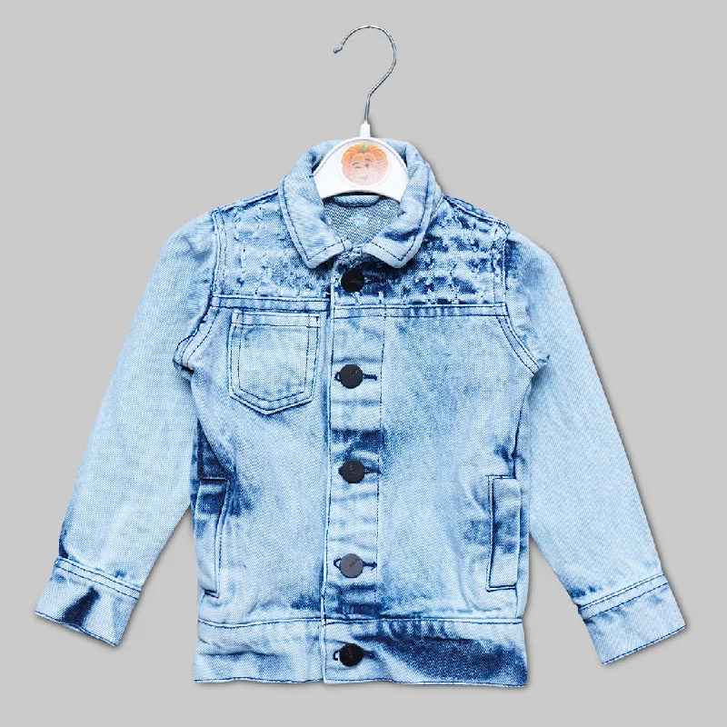 Ripped Style Solid Denim Jacket Casual Button Denim