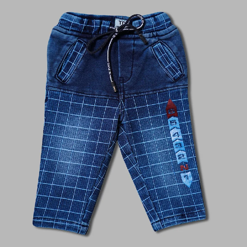 Denim Jeans for Kids with Checks Print Denim Skirt Casual