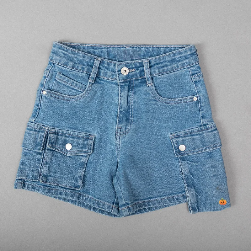 Denim Cargo Girls Shorts Comfy Denim Skirt