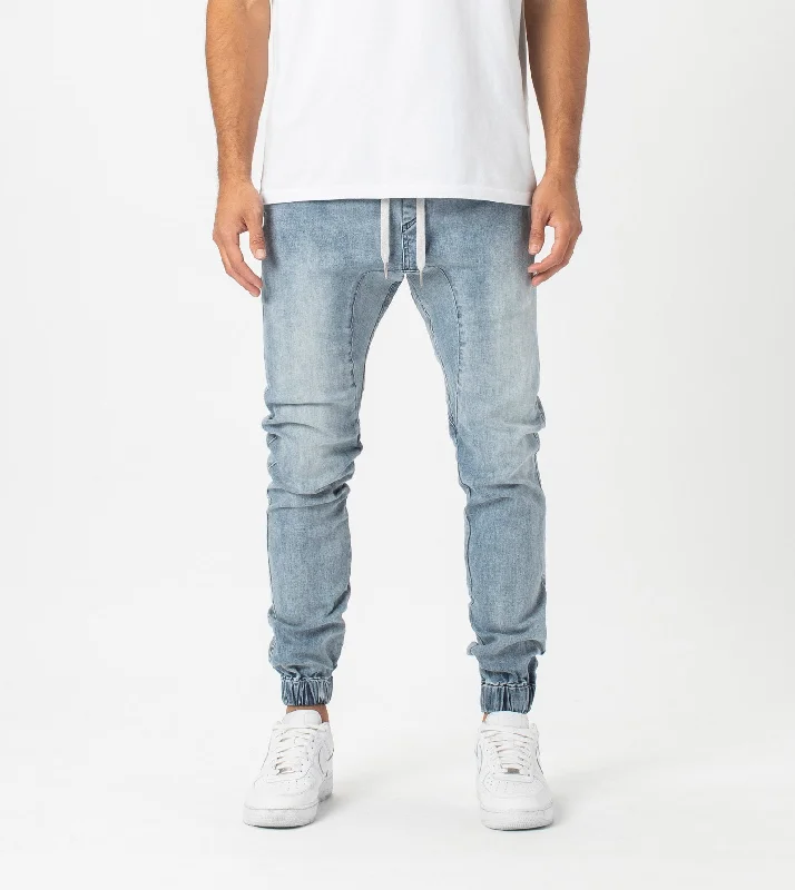 SURESHOT DENIM JOGGER | MID BLUE Slim Fit Denim Skirt