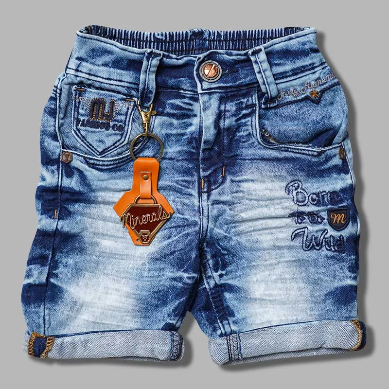 Denim Typography Shorts for Boys Denim Skirt Style