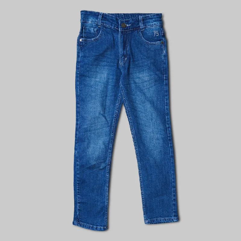 Blue Denim Boys Jeans Casual High-waisted Denim