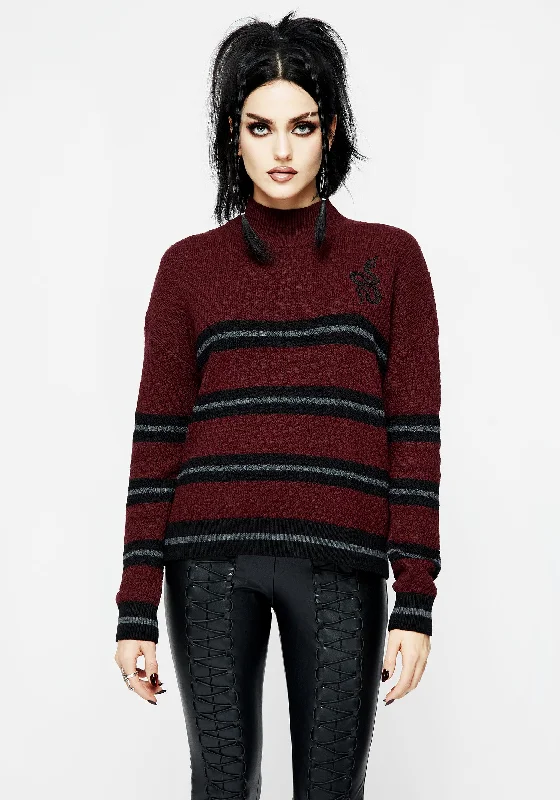 Mimic Striped Knit Jumper Fuzzy Pullover Sweater