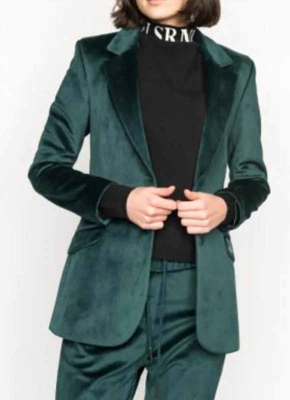 Velvet Blazer In Pine Green Trendy Women’s Blazers