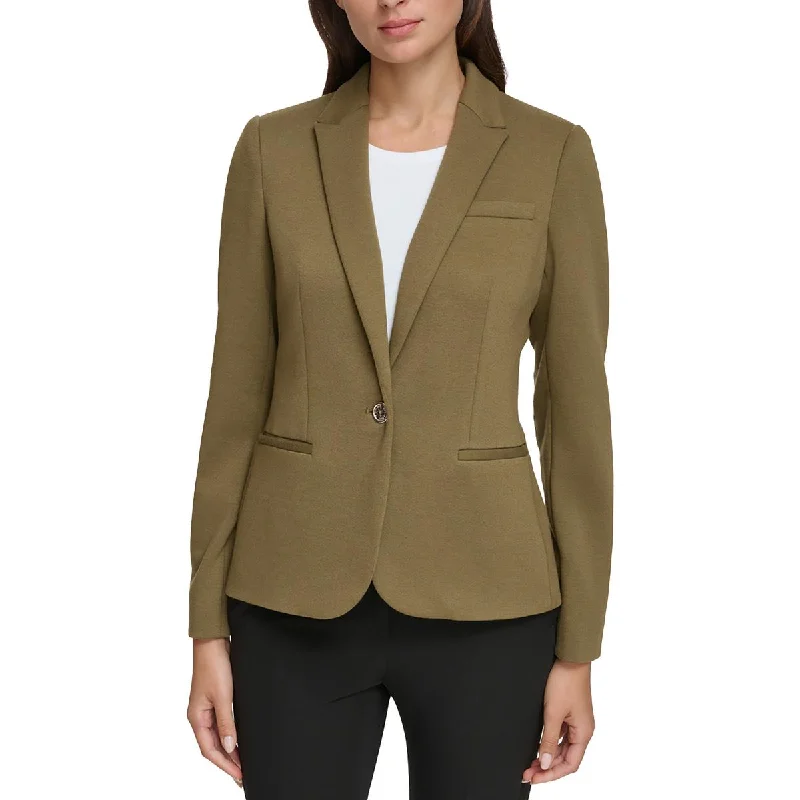 Womens Solid Office One-Button Blazer Blazer with Lapel