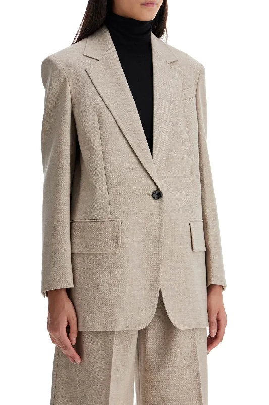 Max Mara Single-Breasted 'r Stylish Tweed Blazer