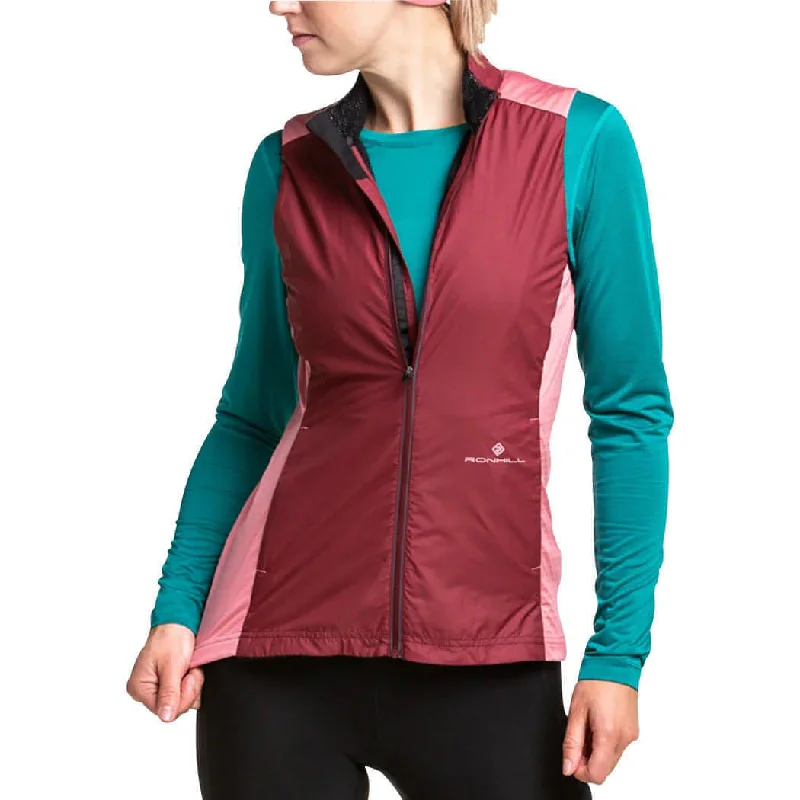 Ronhill Tech Hyperchill Womens Running Gilet - Red Women's lined jackets