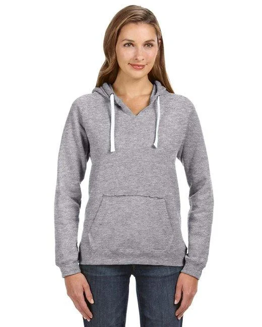 J America Ladies' Sydney Brushed V-Neck Hooded Sweatshirt JA8836 Trendy Hoodie Sweatshirt