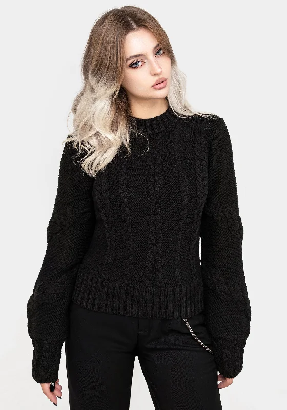 Virda Cable Knit Twist Jumper Oversized Pullover Sweater