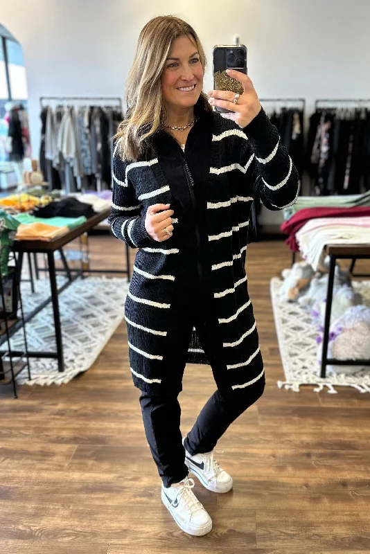 Amber - Black Striped Cardigan