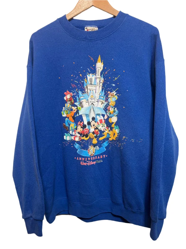 Walt Disney Blue Women's Sweatshirt (Size L) Casual Hoodie Sweatshirt Look