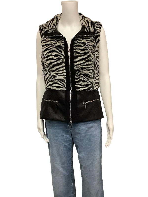 Frank Lyman Women's Faux Fur Vest Animal Print Size: 4