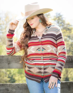 Women's Serape Concho Cardigan