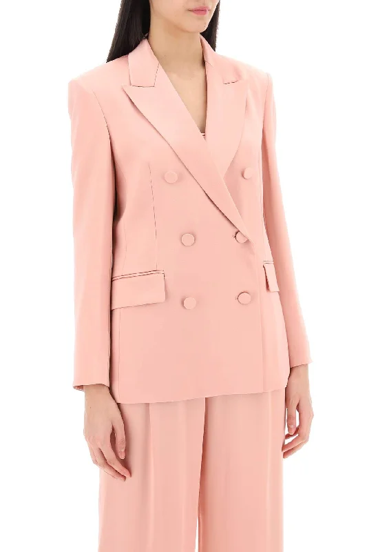 Max Mara Studio Teiera Satin Double-Breasted Blazer Blazer with Pockets