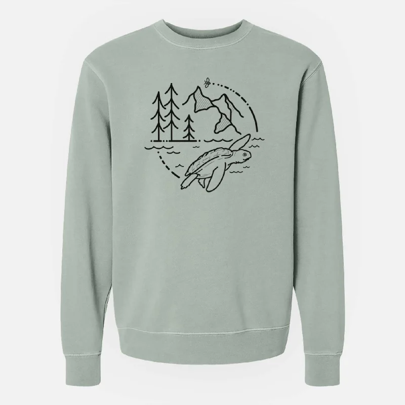 It's All Connected - Kemps Ridley Turtle - Unisex Pigment Dyed Crew Sweatshirt Cozy Hoodie Pullover