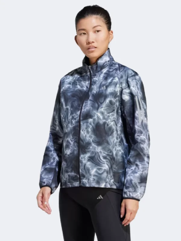 Adidas Own The Run All Over Print Women Running Jacket White/Black/Grey Women's designer jackets