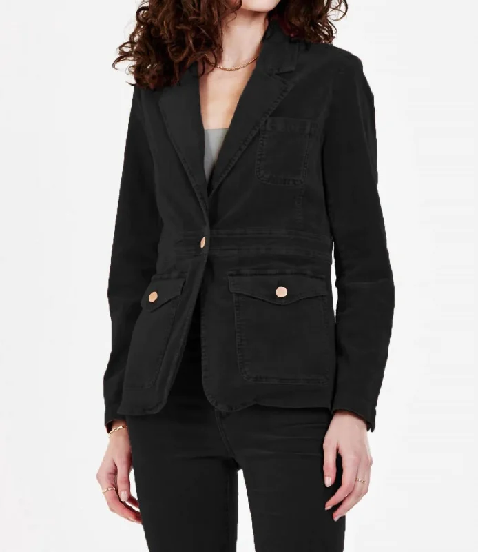 Baby Cord Blazer Jacket In Black Chic Blazers for Women