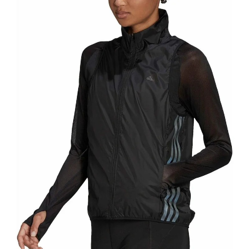 adidas Run Icons 3 Stripes Womens Running Gilet  - Black Women's winter puffer jackets