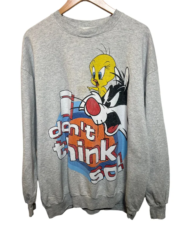 Looney Tunes Grey Graphic Sweatshirt (Size XL) Trendy Women’s Hoodies