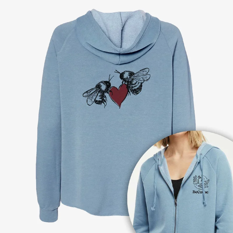 Love Bees - Women's Cali Wave Zip-Up Sweatshirt Pullover Hoodie Sweatshirt Trend