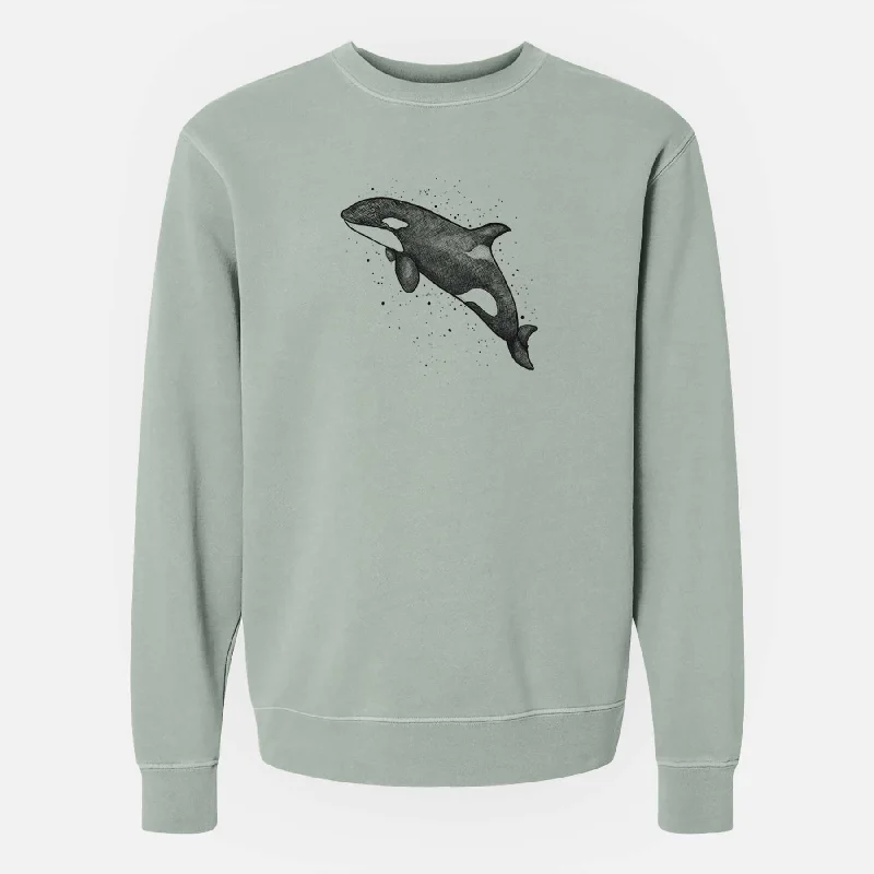 Orca Whale - Unisex Pigment Dyed Crew Sweatshirt Zip-up Sweatshirt Look