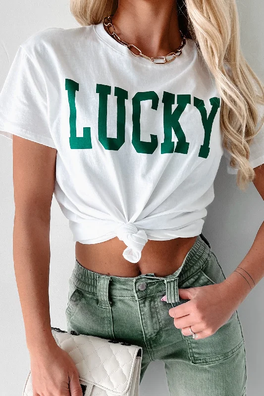 A Lucky Life Graphic T-Shirt (White) Casual Sweatshirts for Women