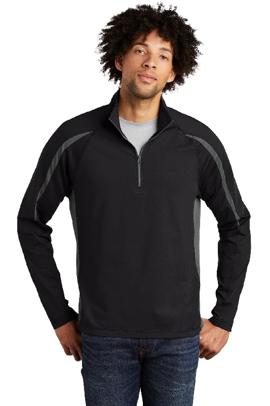 Sport-Tek Sport-Wick Stretch 1/2-Zip Colorblock Pullover. ST851 Cozy Zip Hoodie