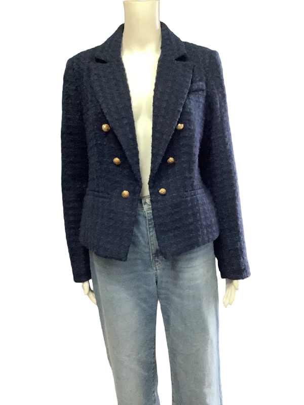 Sam Edelman Women's Tweed Open Jacket Blue Size: M