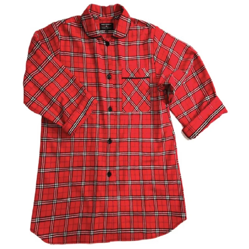 115 / Easy Fit  Flannel Nightshirt in red/orange Cooling pajama sets