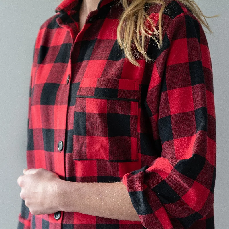 115/ Easy Fit 2 Pc. Flannel Pyjamas / Large Buffalo Check Red/Black Pajama sets under $50