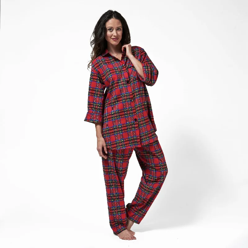 115/ Easy Fit 2 Pc. Flannel Pyjamas / Royal Stewart Tartan Cotton pajama sets