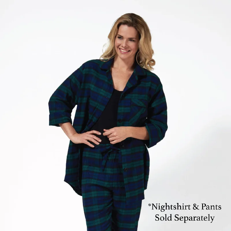 115 / Easy Fit Flannel Nightshirt / Black Watch Tartan Fall pajama sets