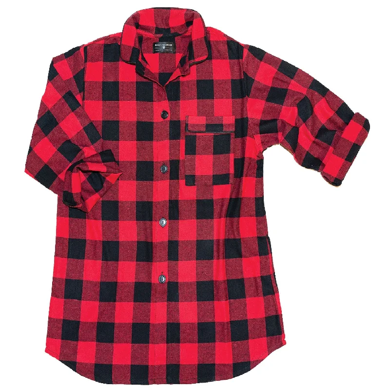 115 / Woman's Easy Fit Flannel Nightshirt / Large Buffalo Check Red/Black Best pajama sets for cold weather