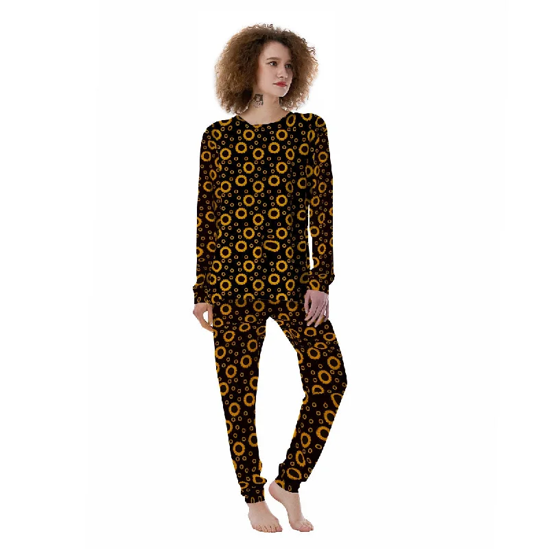 Sunflower Dark Print Pattern Women's Pajamas Work-from-home pajama sets