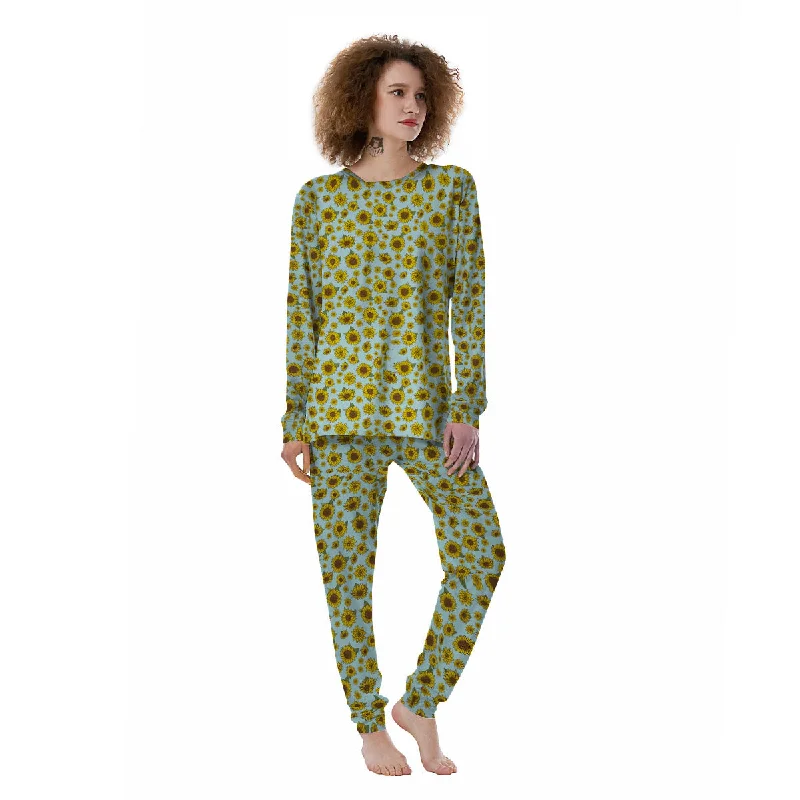 Sunflower Doodle Print Pattern Women's Pajamas Nursing pajama sets