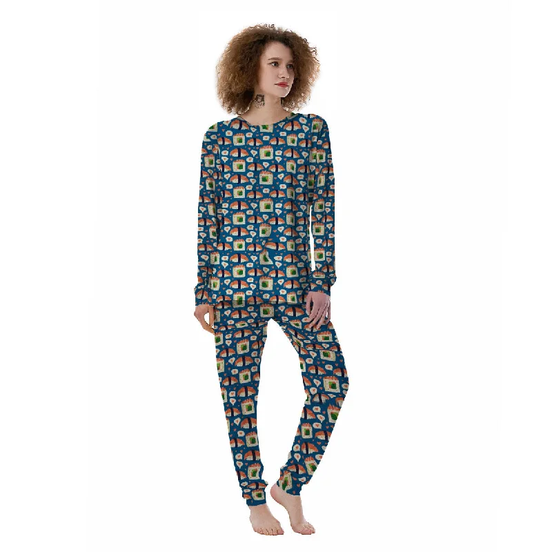 Sushi Doodle Japanese Print Pattern Women's Pajamas Floral pajama sets