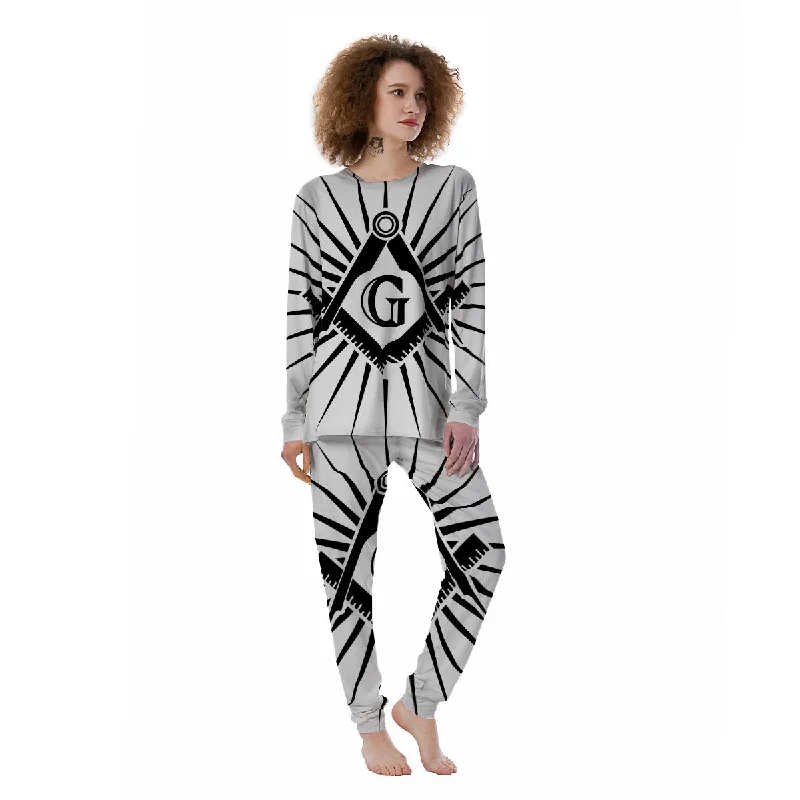 Symbol Freemasonry Print Women's Pajamas Elegant pajama sets