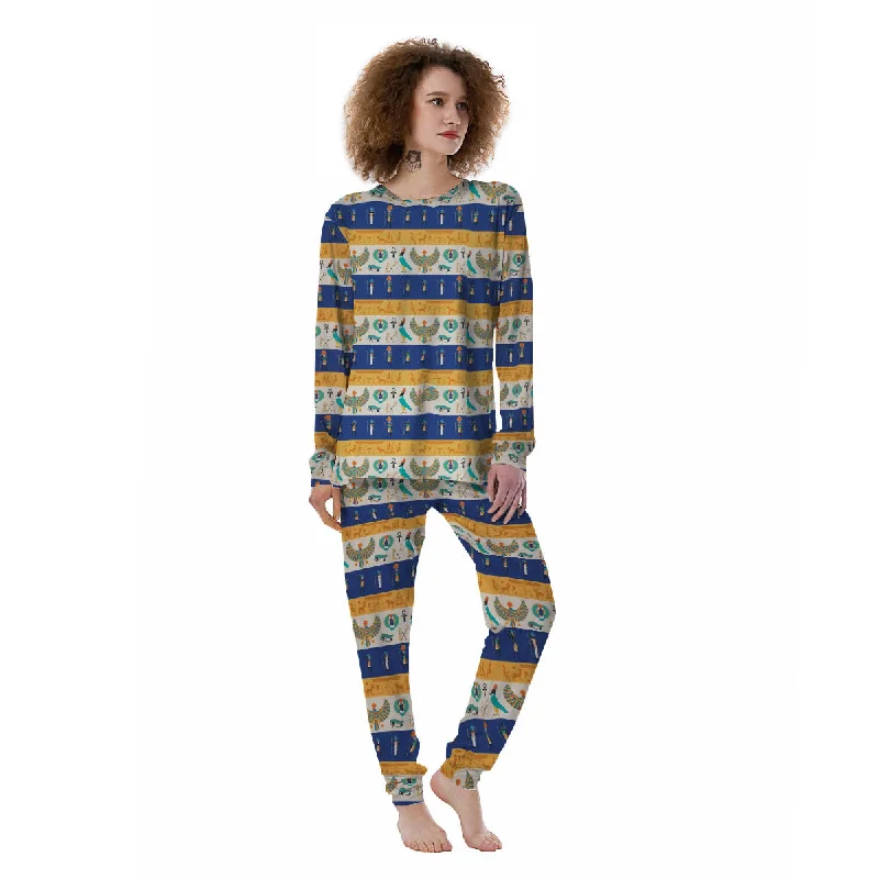 Symbols Egyptian Print Pattern Women's Pajamas Cozy pajama sets