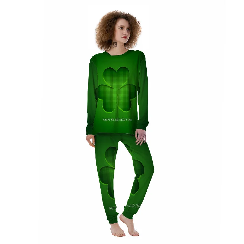 Tartan Shamrock Green Print Women's Pajamas Maternity pajama sets