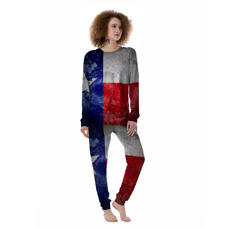 Texas Flag Grunge Print Women's Pajamas Best pajama sets for hot sleepers