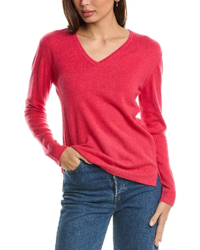 Forte Cashmere Coverstitch V-Neck Cashmere Sweater Adidas sweaters