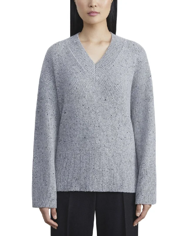 Lafayette 148 New York Drop Shoulder V-Neck Cashmere & Wool-Blend Sweater Elegant sweaters