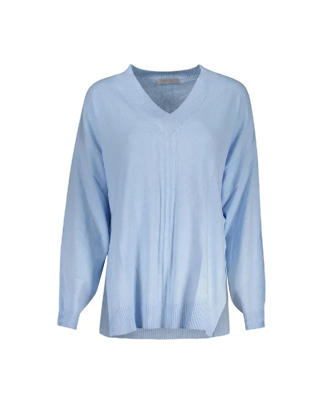 Guess Jeans Acrylic V-Neck Sweater with Contrasting Details and Iconic Logo Soft-touch sweaters