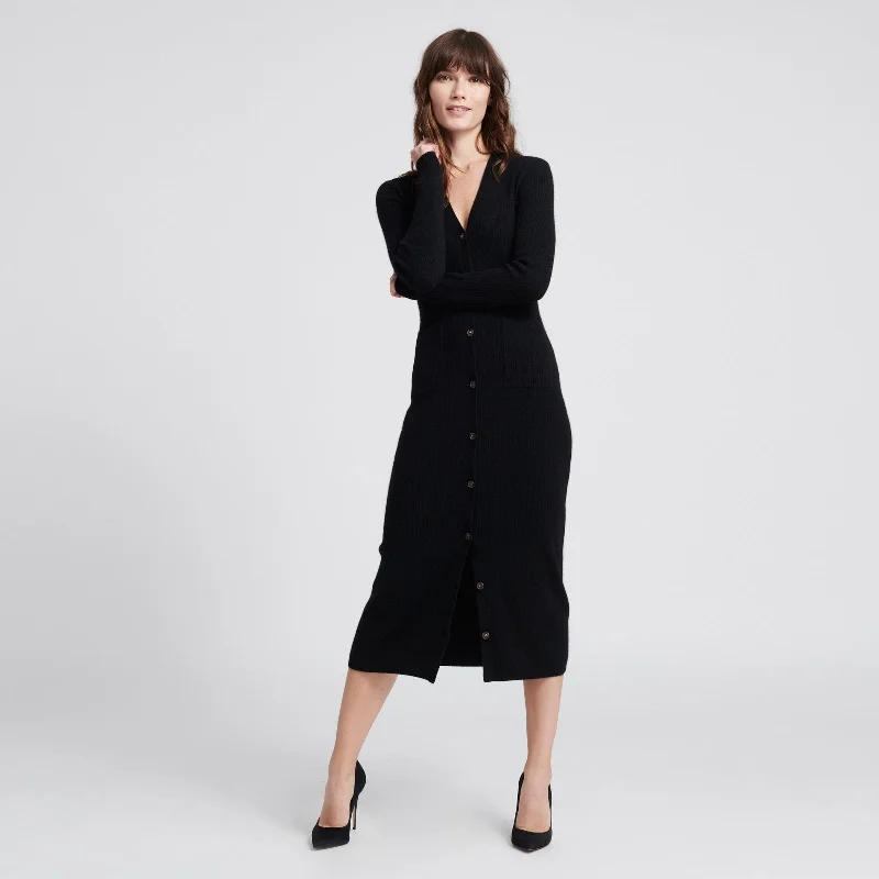 Cashmere Ribbed Cardigan Dress Black Nike sweaters