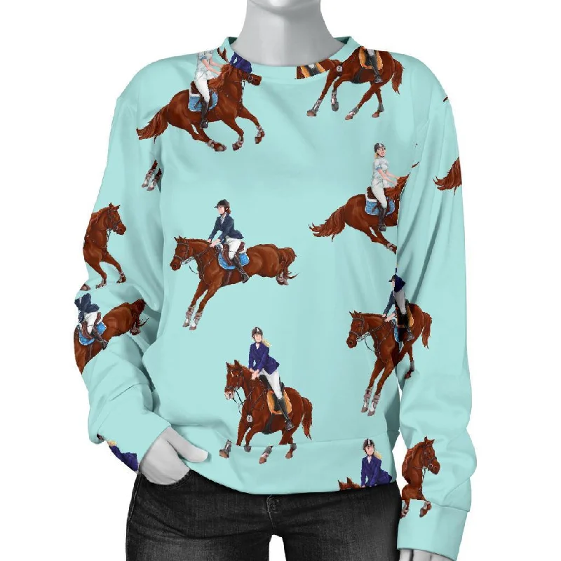 Equestrian Print Pattern Women's Sweatshirt Acrylic sweaters