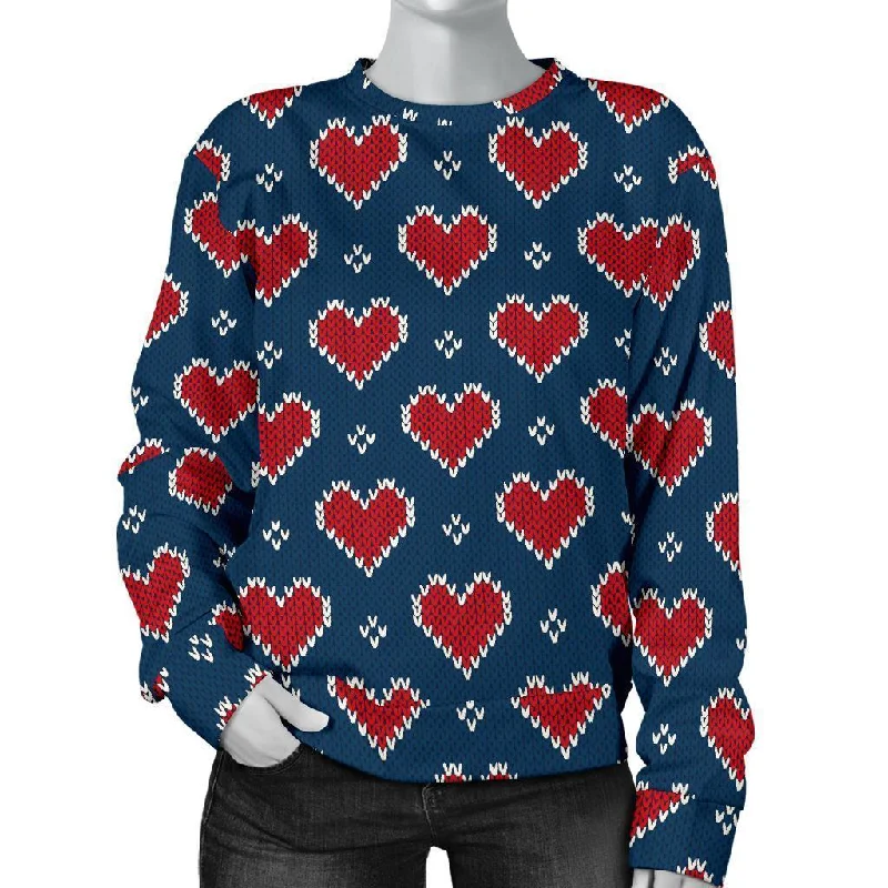 Fairisle Heart Christmas Pattern Print Women's Sweatshirt Lightweight sweaters for spring