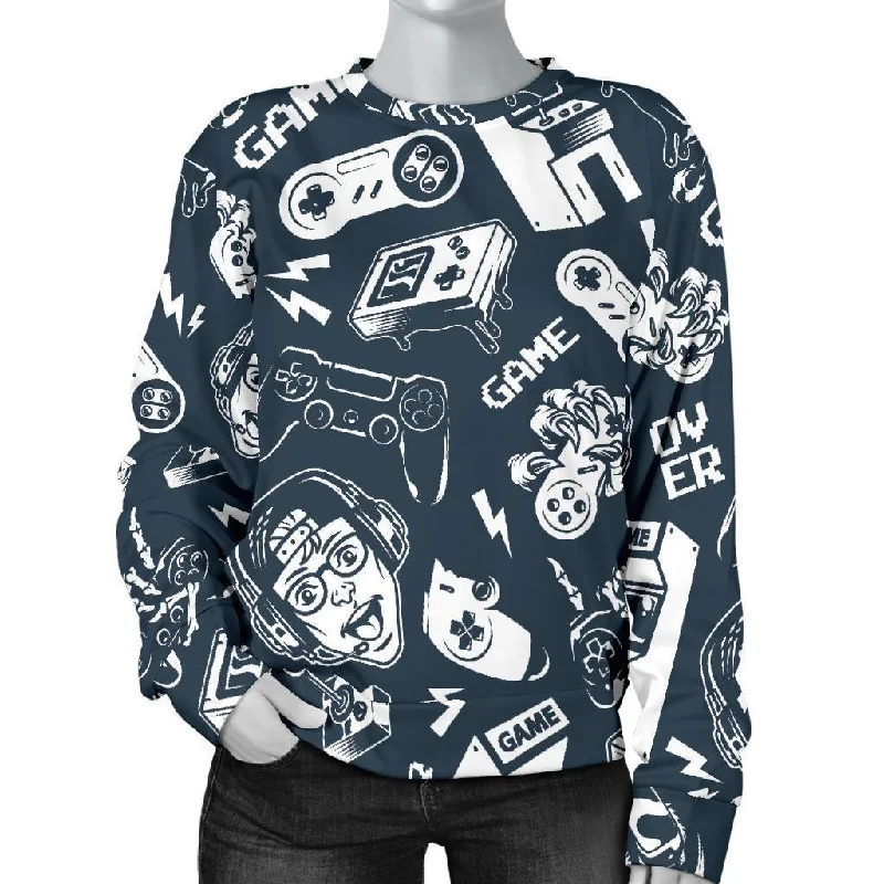 Gaming Pattern Print Women's Sweatshirt Vintage sweaters