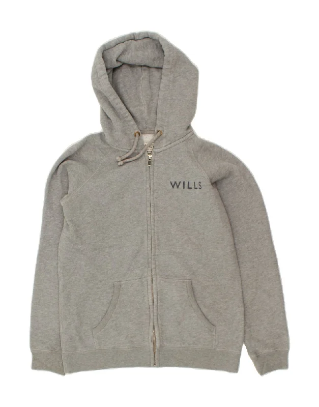 JACK WILLS Womens Oversized Graphic Zip Hoodie Sweater UK 10 Small  Grey Best sweaters for casual wear