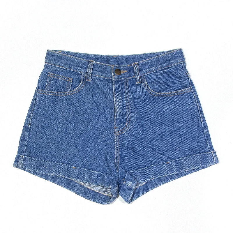 URBAN BY URBAN RENEWAL Turn Up Shorts Blue Regular Denim Womens M W29 North Face sweaters